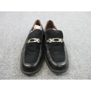 Olivier Loafers Mens Size 9‎ Leather Black Suede Shoes Silver Buckle Casual